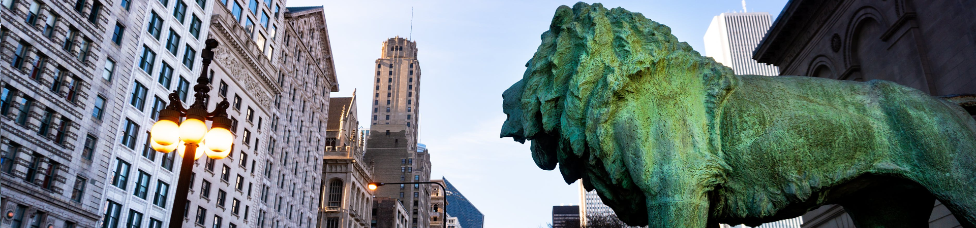 Art Institute lion sculpture