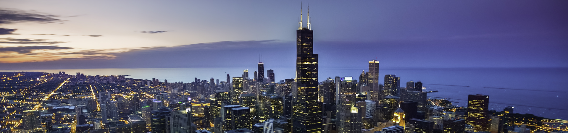 Chicago skyline at night