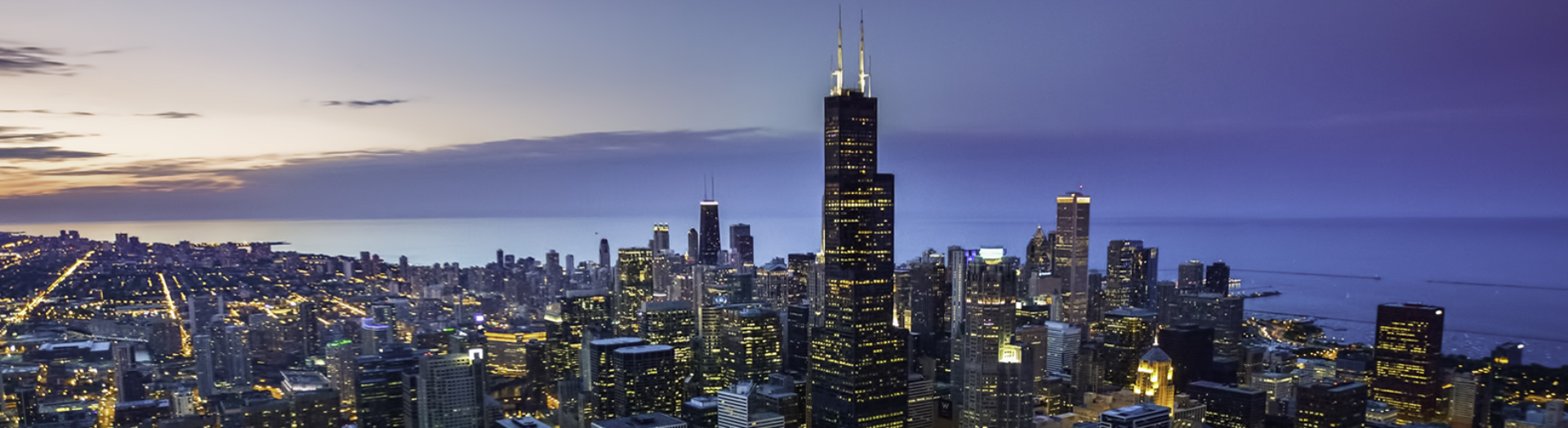 Chicago skyline at night