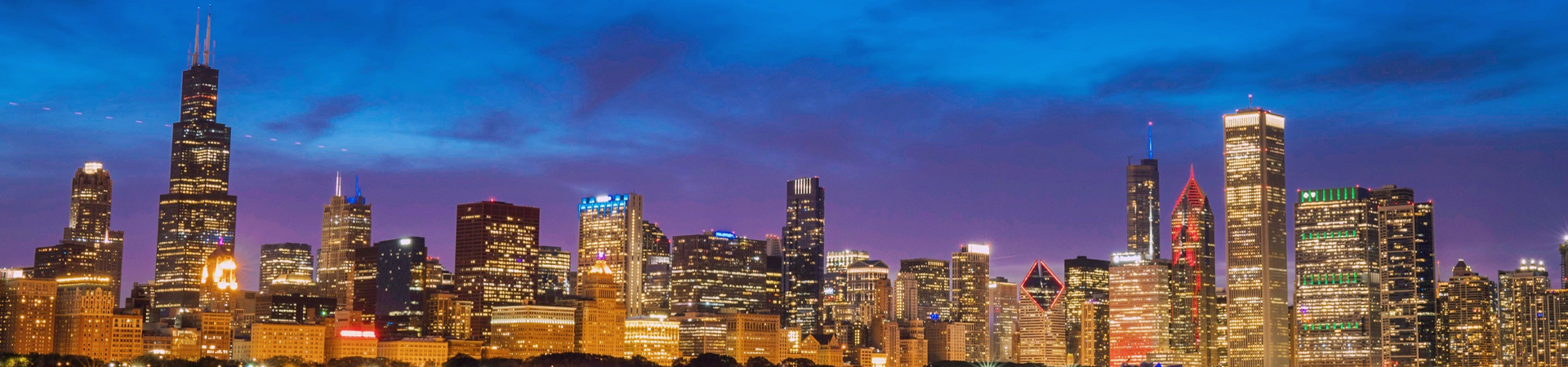 Chicago skyline at nighttime